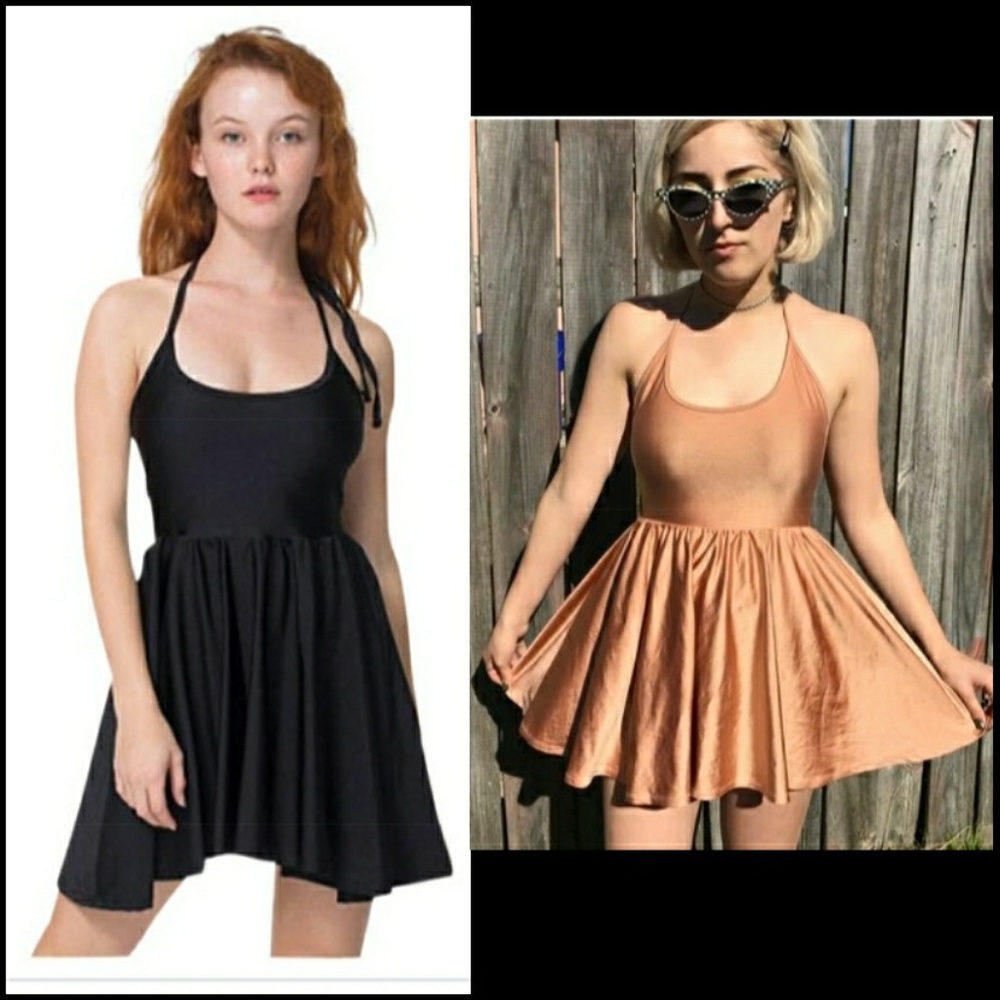 American Apparel Halter Skater Mini Dress in Black and Copper